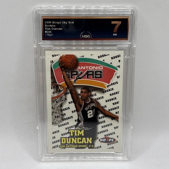 1997 Hoops #166 TIM DUNCAN Rookie NBA San Antonio Spurs Graded 7 NM Vintage - Picture 1 of 2